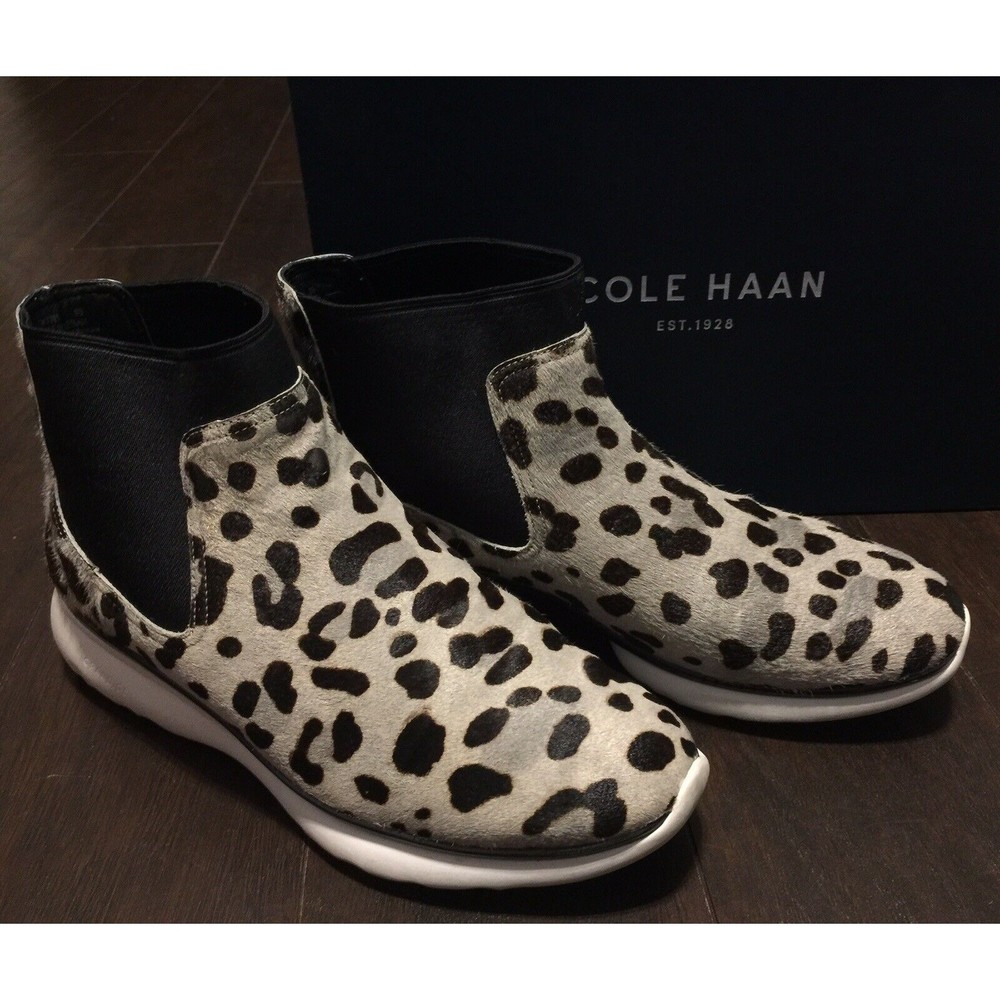 COLE HAAN 9M W11761 3 Zerogrand Chelsea Ocelot Haircalf Sneaker Boot Optic White